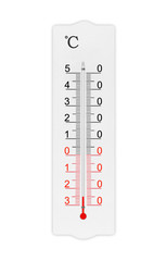 Celsius scale thermometer for measuring weather heat and cold. Thermometer isolated on white background. Ambient temperature minus 25 degrees