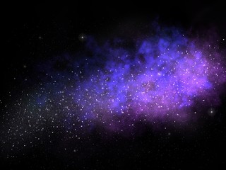 暗闇の宇宙、銀河、美しい星雲と無数の星々