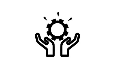 Hand holding gear icon for process optimization and management
