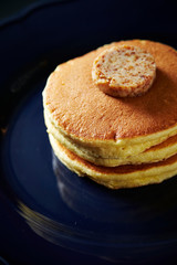 Pancake with nuts paste on plate