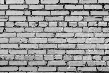 Old brick wall texture close up. Brick wall background black and white