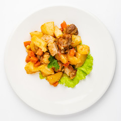 roasted potatoes with meat and carrot