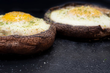 Brunch Style Portobello Mushroom Baked Eggs. Stuffed Mushrooms.