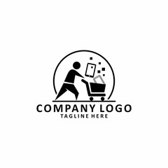 Fototapeta premium electronic shopping logo icon, shopping handphone electronic logo vector icon ilustration