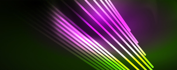 Vector neon light lines concept, abstract background