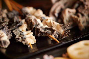 Skewered offal meat for BBQ 