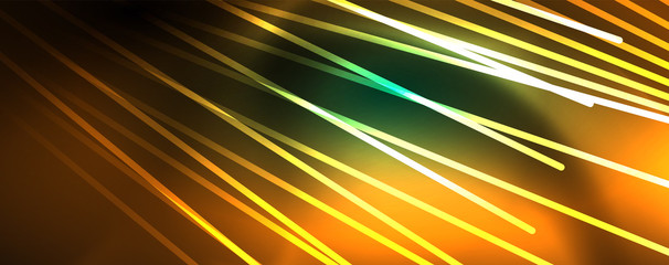 Vector neon light lines concept, abstract background