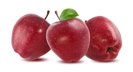 Fresh red apple isolated on white background with clipping path