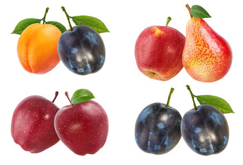 Fruit collage isolated on white background with clipping path