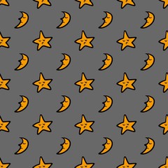 star and moon seamless pattern background