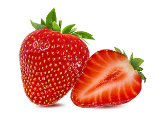 Fresh strawberry isolated on white background with clipping path