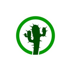 Green silhouette of cactus icon, sign, logo