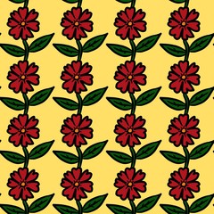 red flower on yellow color background
