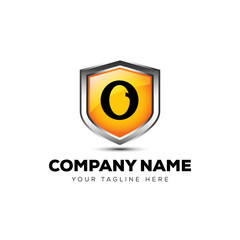 Letter O Shield Logo 3D vector template security company