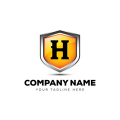 Letter H Shield Logo 3D vector template security company