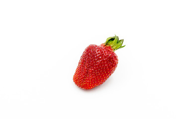 Fresh Strawberry isolated on White Backgruond. Organic Fruit Food Closeup for Dessert.Delicious and Tasty Farmer Strawberries Produce. Fruity Vitamin Nutrient. Sweet Apetizing Freshbess Berry