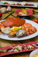 Tasty seafood on plate. Healthy eating concept