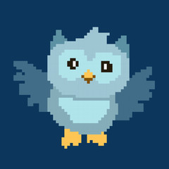Fototapeta premium Cute bird animal pixelated owl - isolated vector illustration