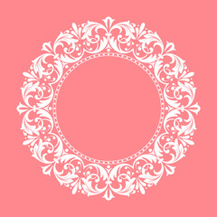 Decorative frame Elegant vector element for design in Eastern style, place for text. Floral pink border. Lace illustration for invitations and greeting cards