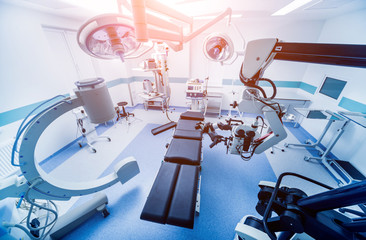 Modern equipment in operating room. Medical devices for neurosurgery.