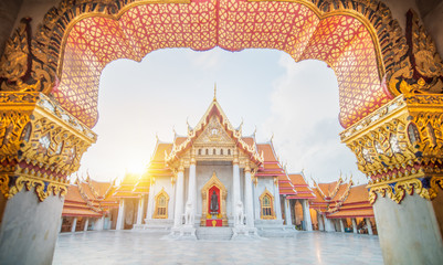 Fototapeta premium Marble Temple of Bangkok, Thailand. The Marble Temple, Wat Benchamabopitr Dusitvanaram Bangkok THAILAND