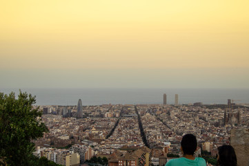 Barcelona skyline panorama from Turo Rovira, Catalonia, Spain.
