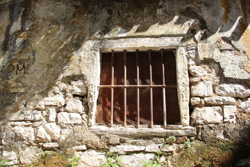 Old Walls And Window Of Historic Building. Ancient City Corfu greece