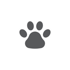 Black Paw Print vector icon, isolated on white background
