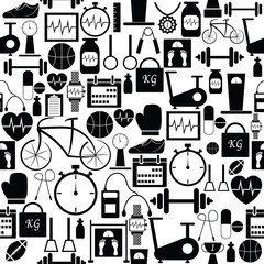 gym seamless pattern background icon.