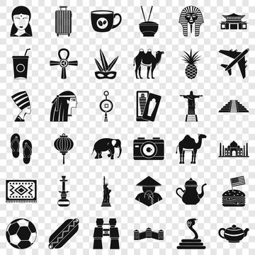 Journey icons set. Simple style of 36 journey vector icons for web for any design
