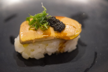 Close up Foie Gras sushi