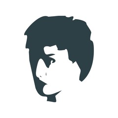 Face half turn view. Elegant silhouette of a female head.