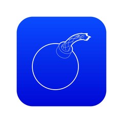 Bomb icon blue vector isolated on white background