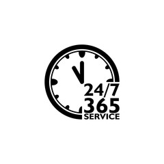 24/7 365, Open hours icon or sign