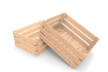 Crate on background. Wooden box. 3D rendering