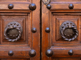 Ancient door with iron handles