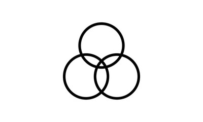 Overlapping sets icon with three intersecting circles for mathematical concepts