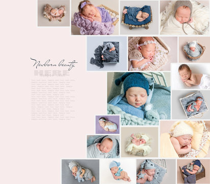 Collage of newborn babies photos