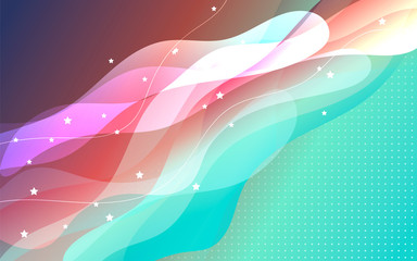 Elegant Colorful Complex Wave and stars polka dot abstract background