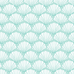 Vector pastel aqua seashells repeat pattern. Suitable for gift wrap, textile and wallpaper.