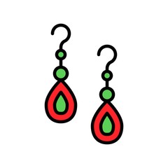 Earring vector icon, filled style editable outline