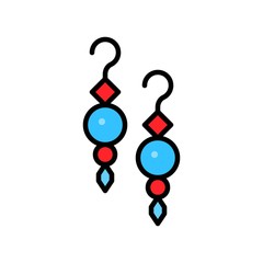 Earring vector icon, filled style editable outline