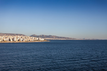 Panorama of the city of Athens seen from the sea