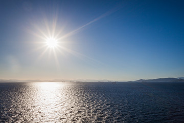 Ships sailing towards the port of Piraeus, Athens