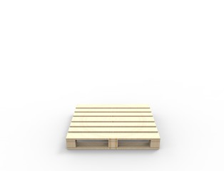 3D rendering of wooden pallets isolated in white background.