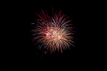 Fototapeta premium Fireworks on a black background With space