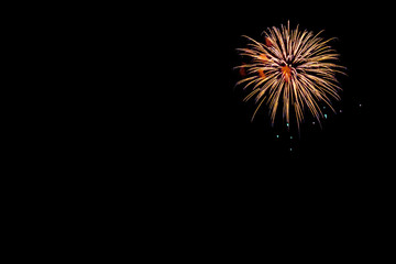 Fireworks on a black background With space