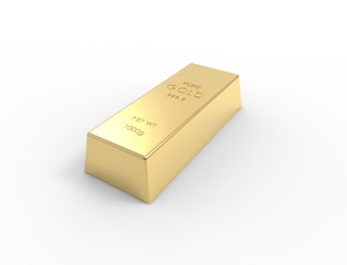 3D rendering of gold bars isolated on white studio background
