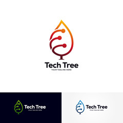 tech tree logo designs template, creative technology logo symbol