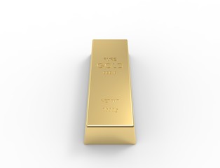 3D rendering of gold bars isolated on white studio background